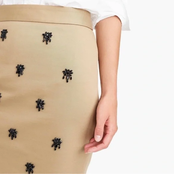 NWT J. Crew No. 2 Pencil Skirt in Embellished Jeweled Stretch Chino 8 - Picture 4 of 7
